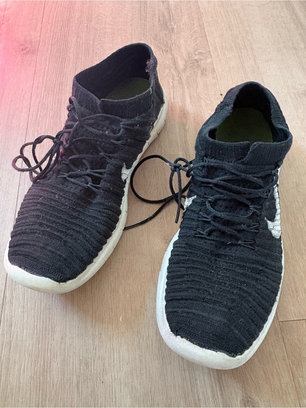 Nike Black Knit Running Sneakers with White Sole